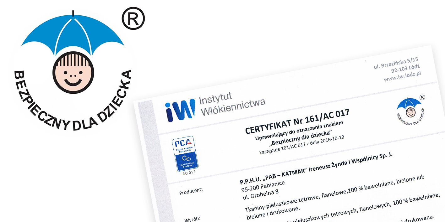 Certyfikat bezpieczne dla dziecka pieluchy